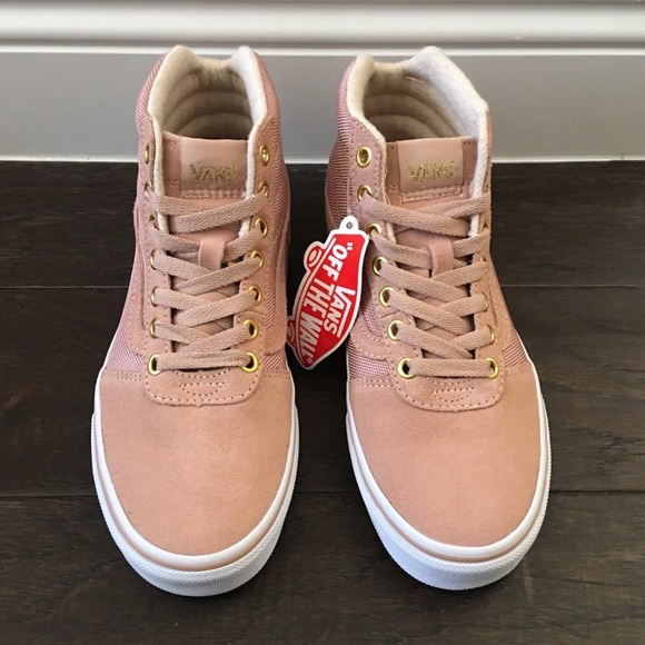 rose gold high top vans